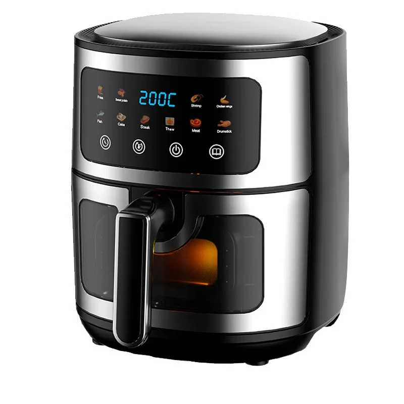 8L Digital Air Fryer with Visible Window – Large Capacity Stainless Steel Electric Hot Air Fryer with Preset Menu Modes