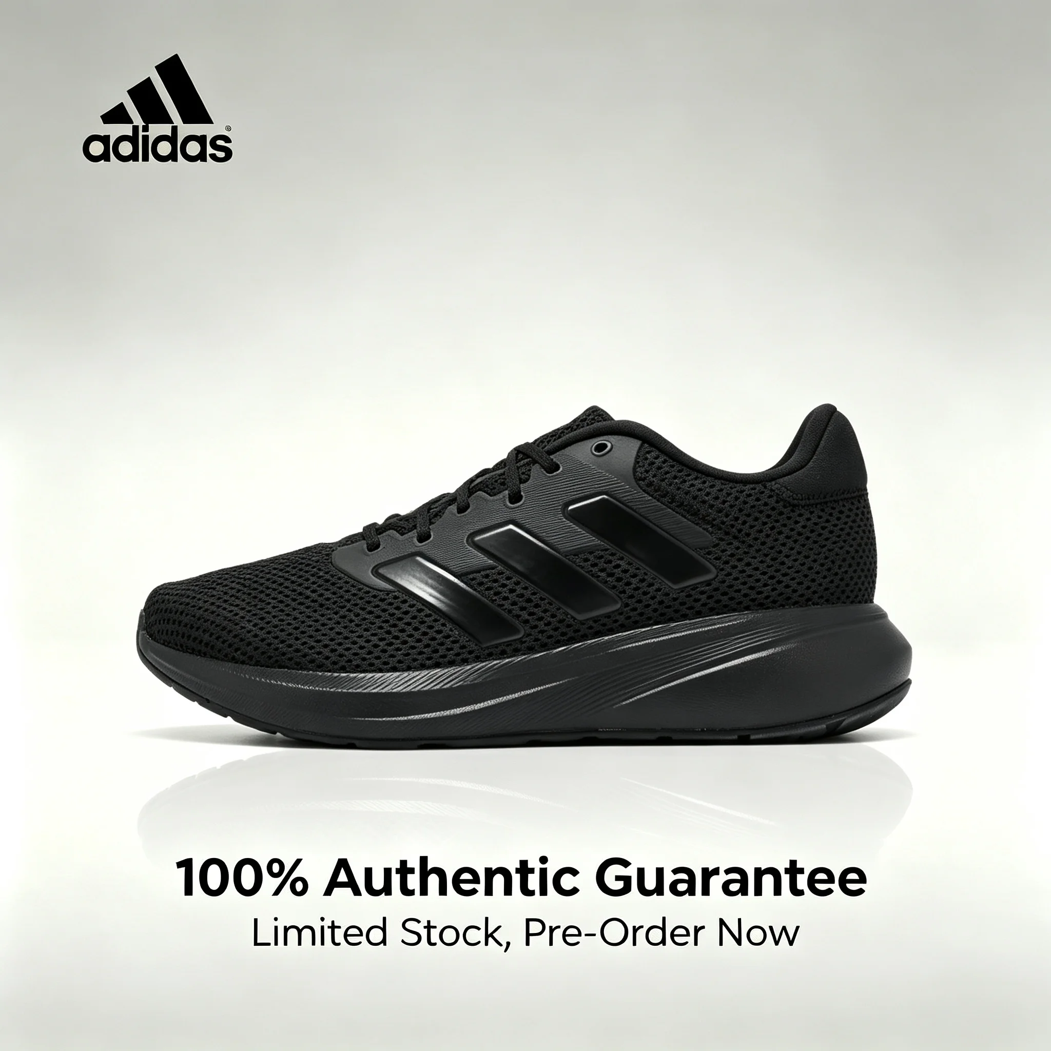 adidas Response Runner Classic Versatile Low-Top Running Shoes | Unisex Black Sneakers (JR8058)